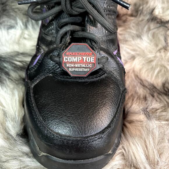 Skechers COMP TOE Size 7 wide Women Work shoe non-metallic Leather - Picture 6 of 12